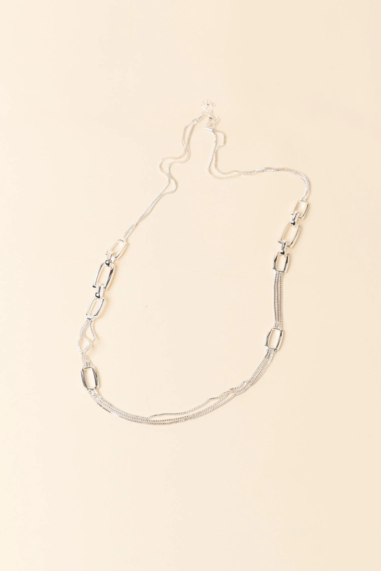 Protara Silver Rectangle Chain Necklace