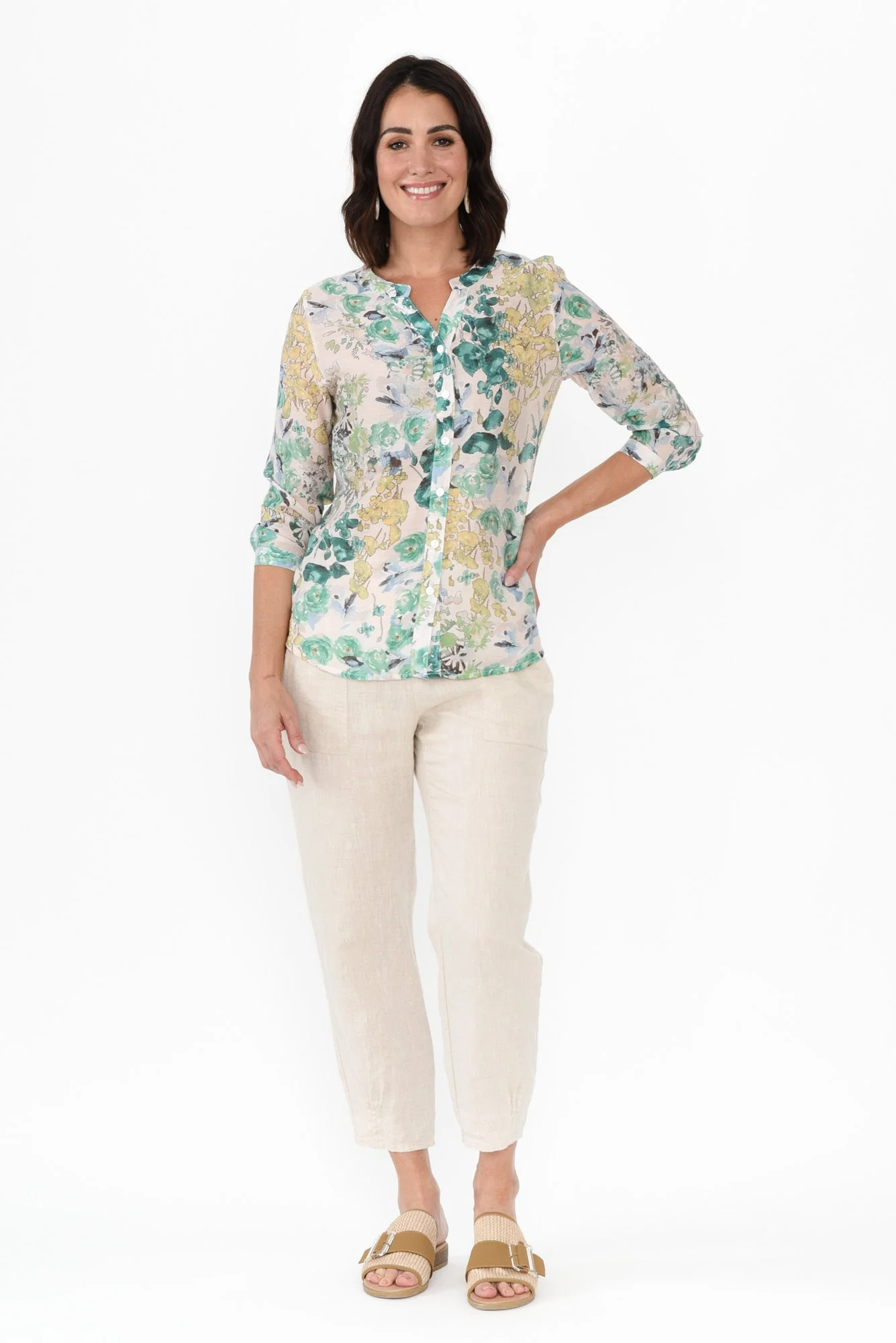 Romina Green Garden 3/4 Sleeved Shirt - Image 6