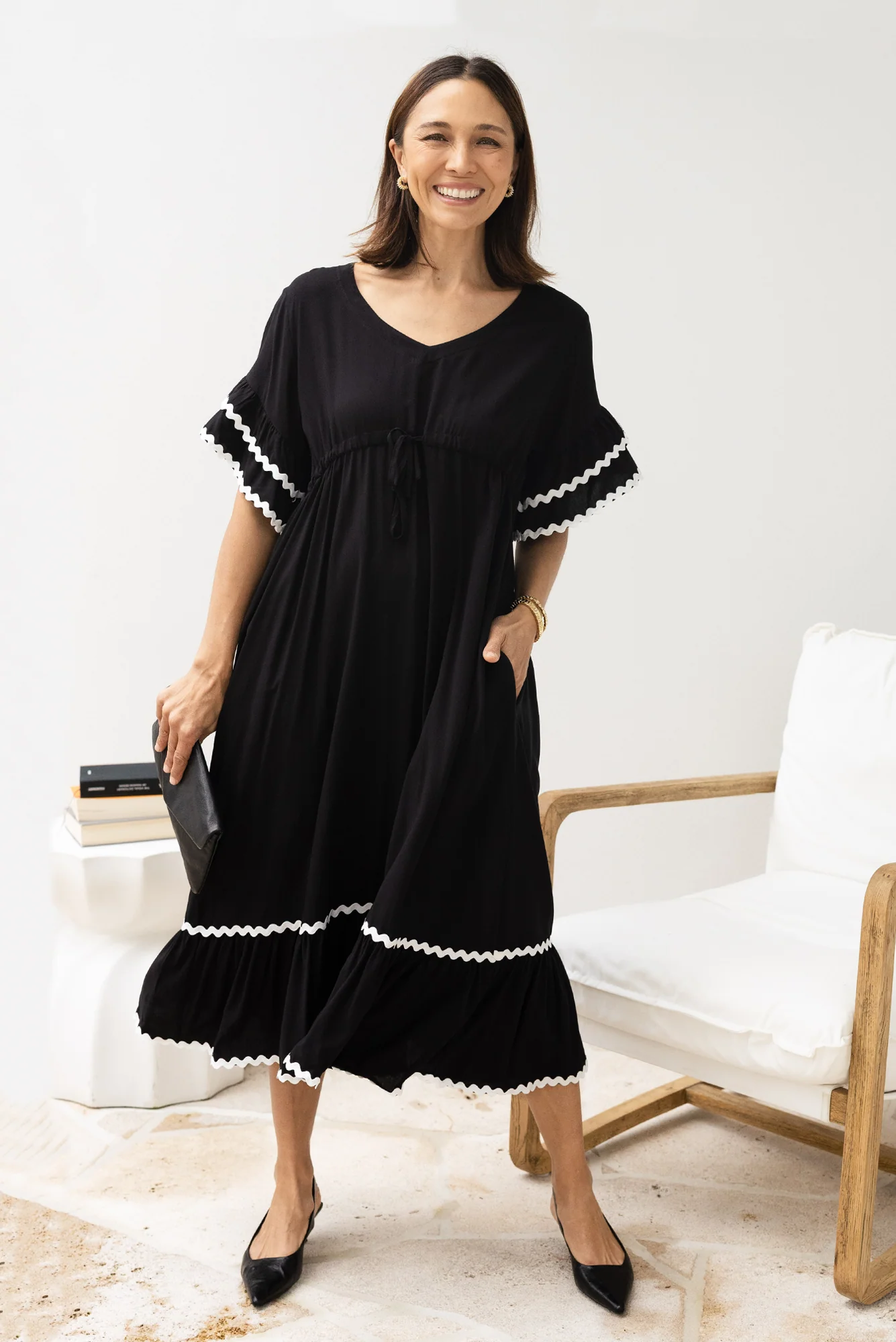 Rosemarie Black Frill Dress