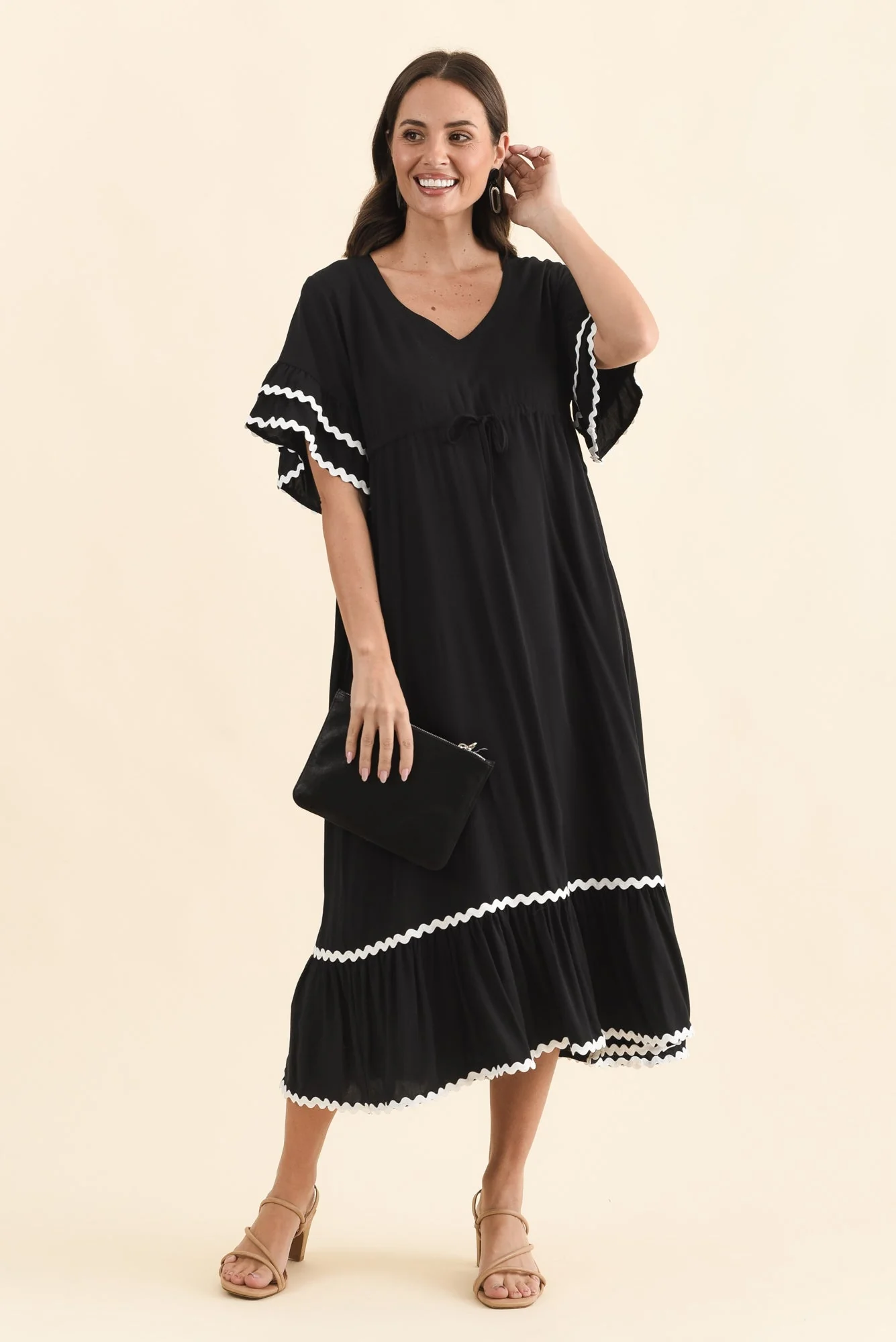 Rosemarie Black Frill Dress - Image 2