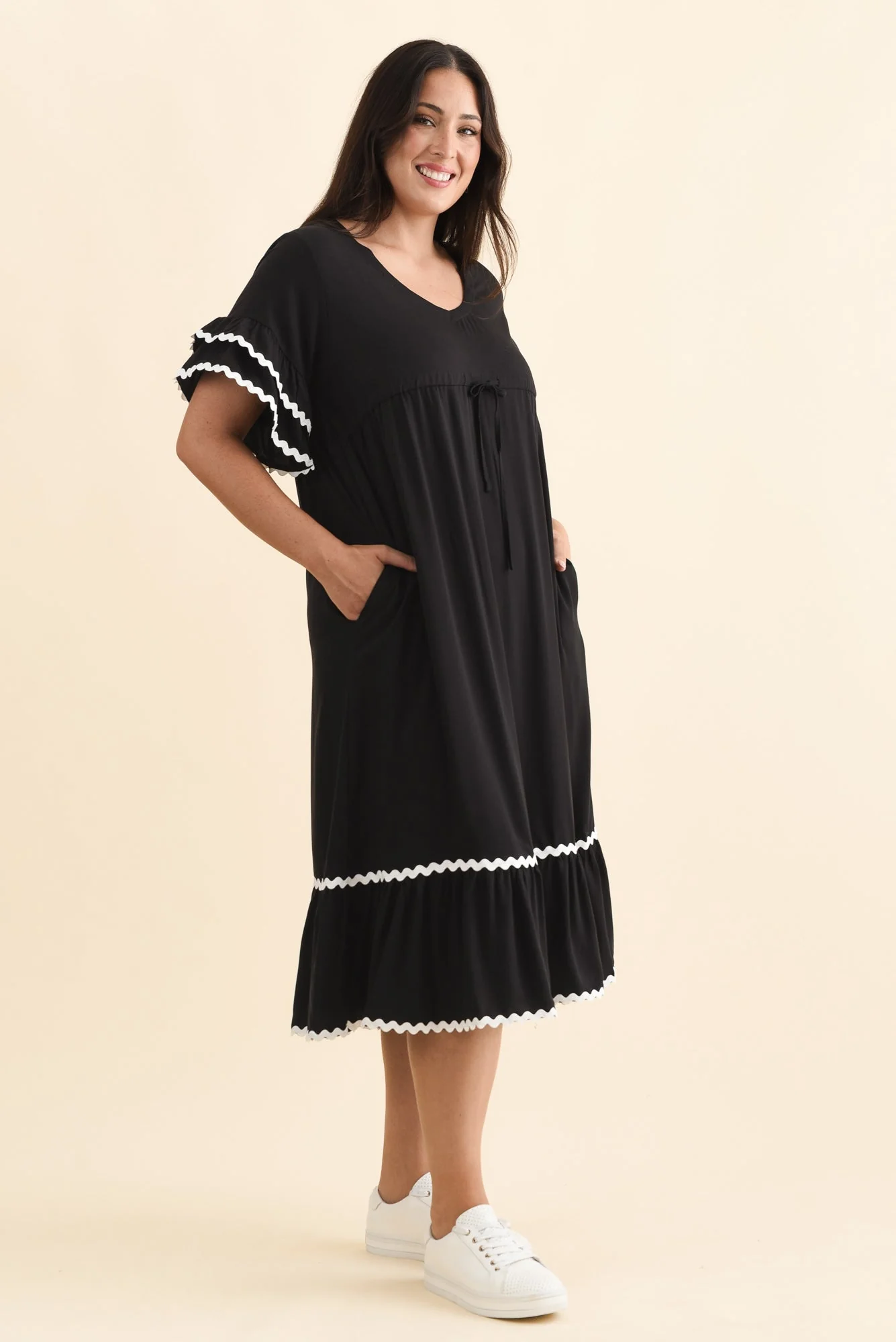 Rosemarie Black Frill Dress - Image 9
