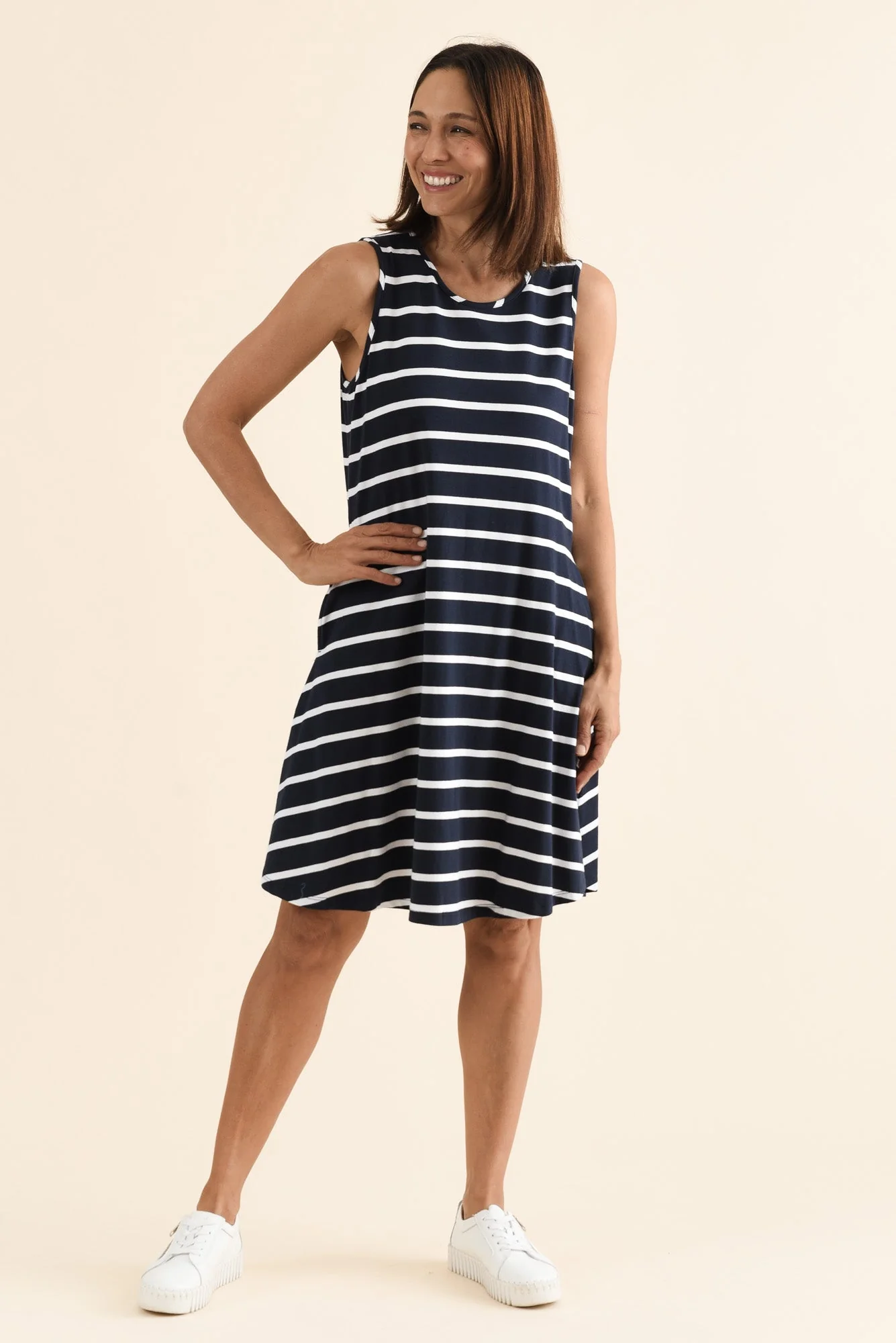 Roxanne Indigo Stripe Swing Dress - Image 6