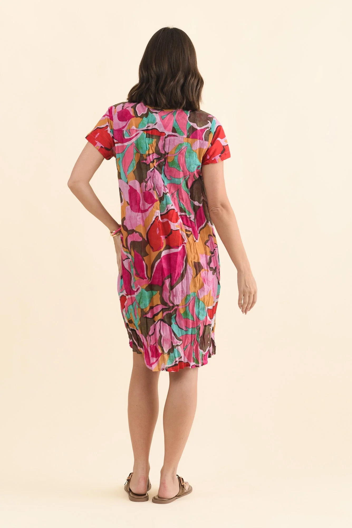 Sabina Fuchsia Garden Crinkle Cotton Dress - Image 5