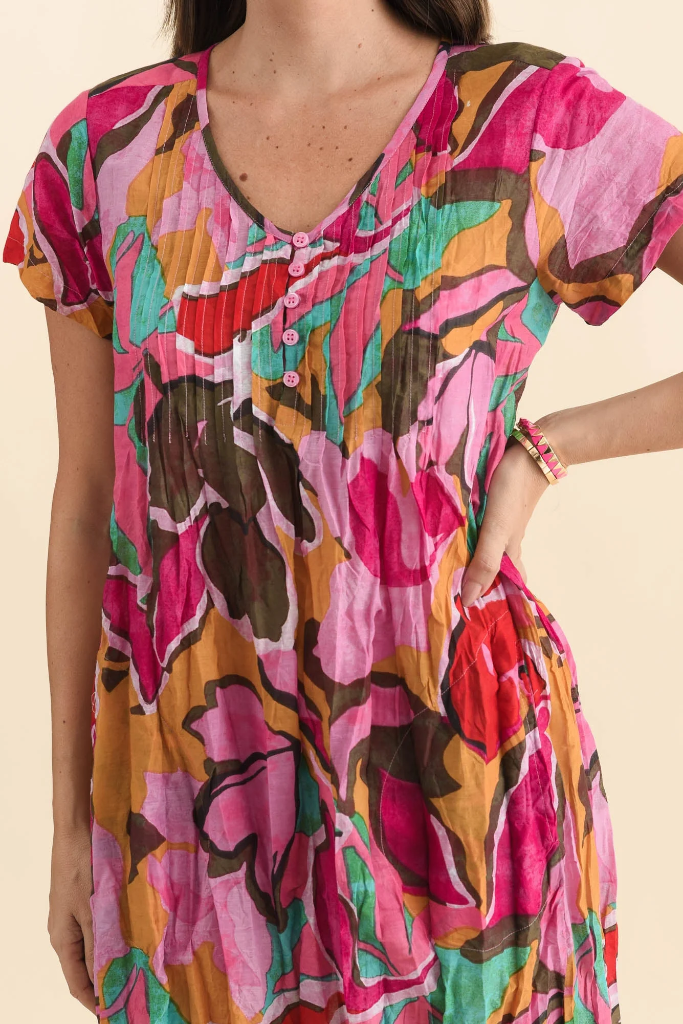Sabina Fuchsia Garden Crinkle Cotton Dress - Image 6