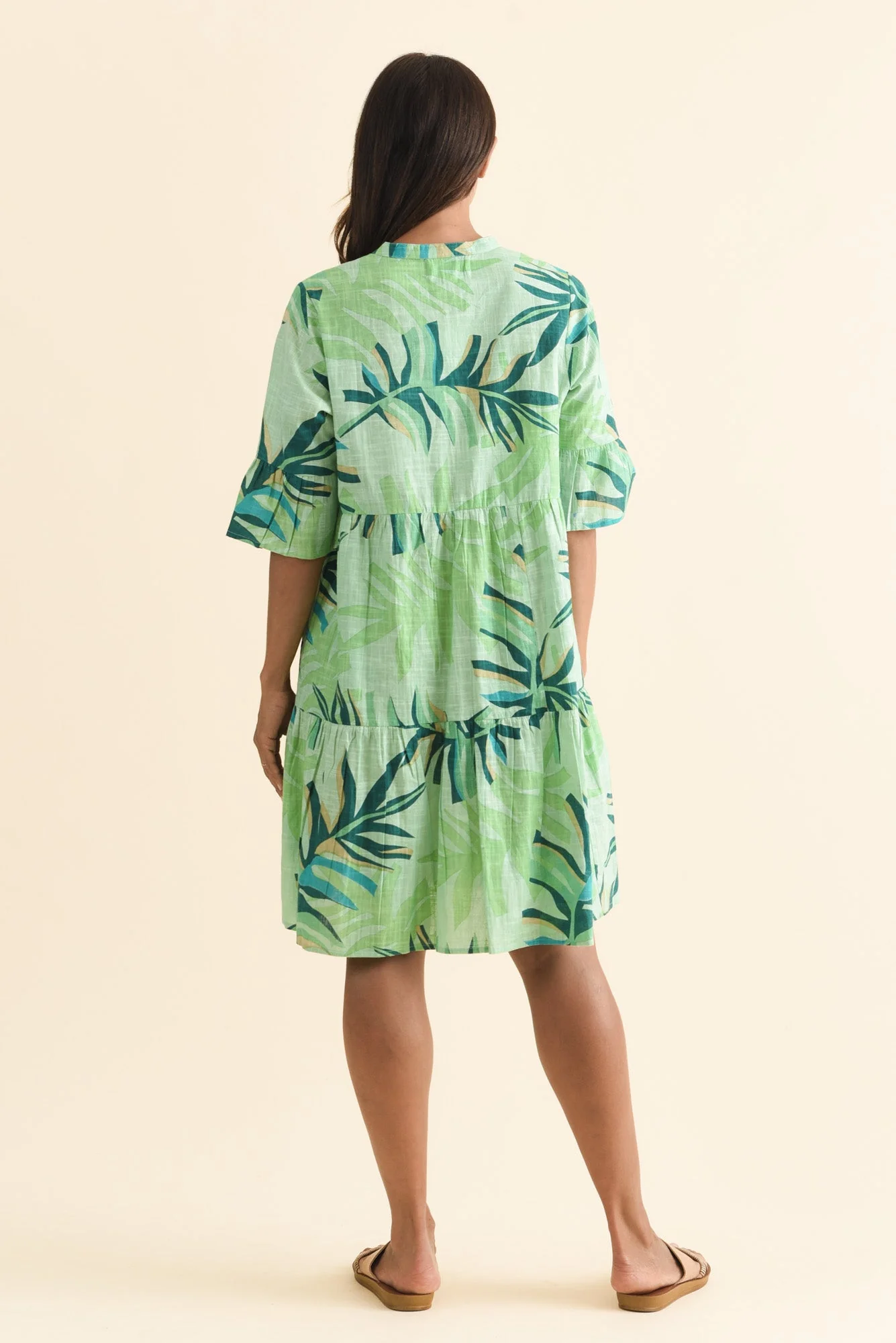 Senna Green Leaf Cotton Dress - Image 5