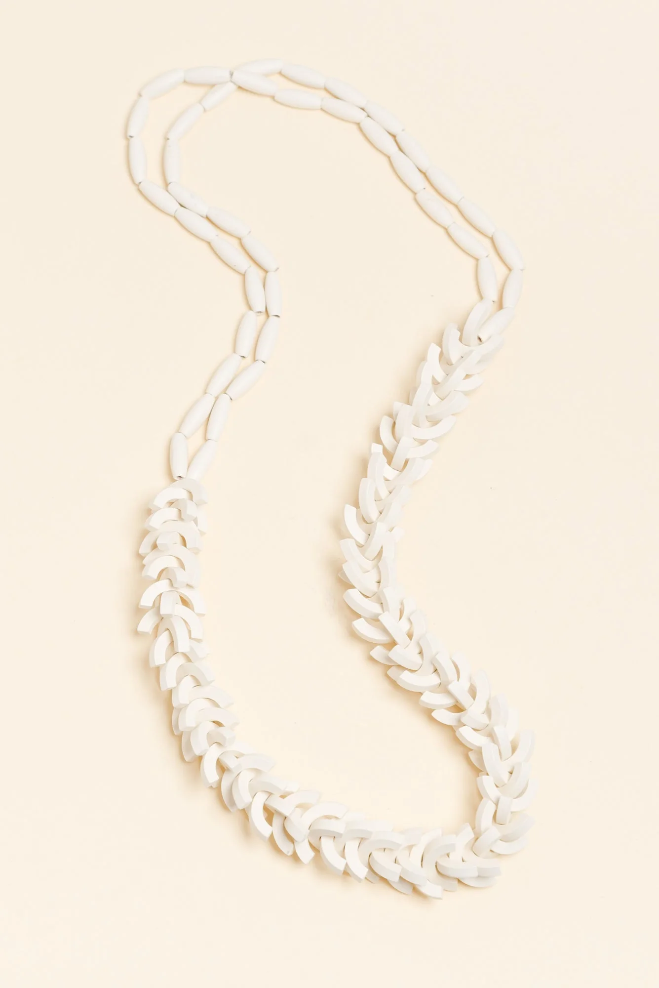 Sidonia Cream Wooden Bead Necklace