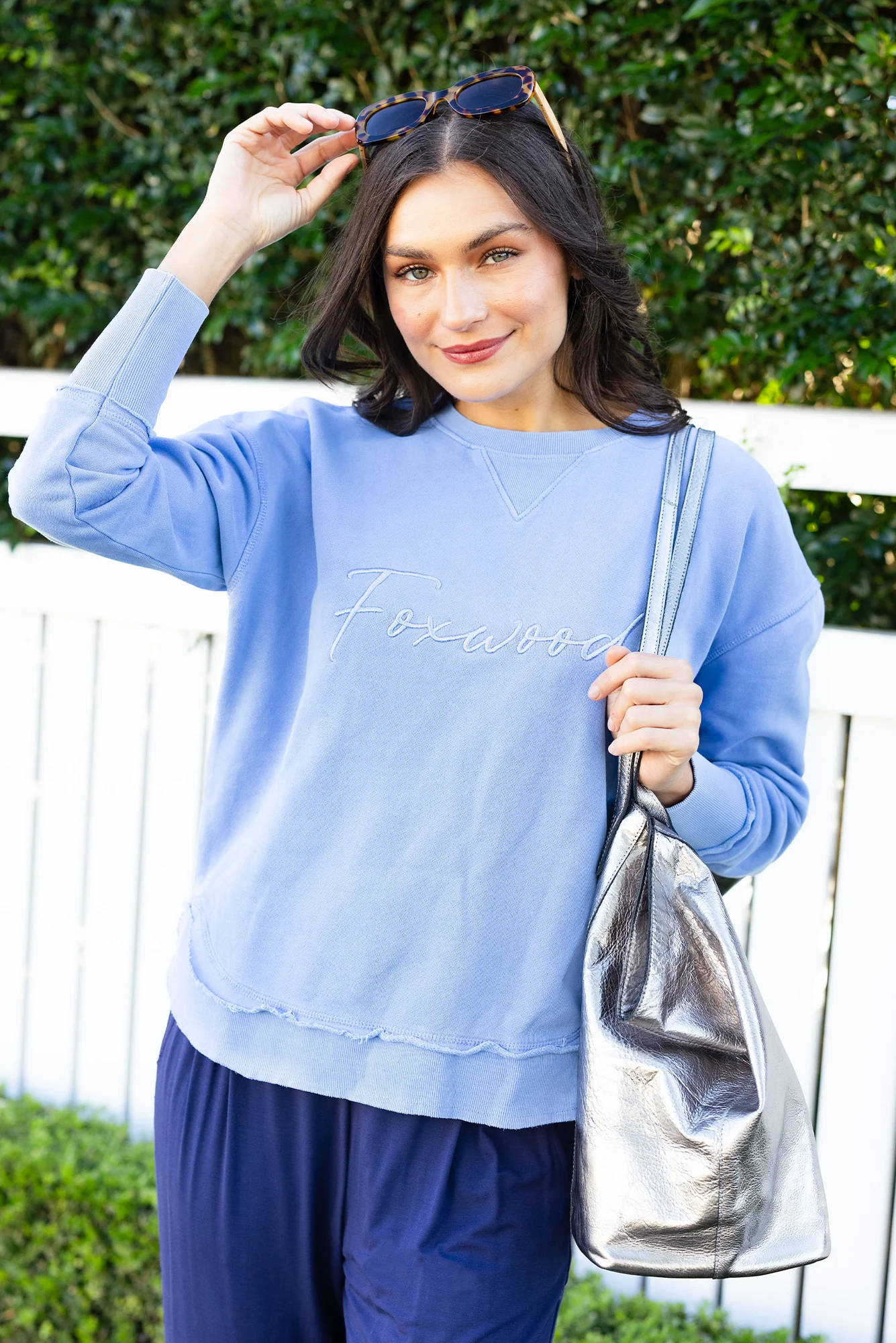 Signature Blue Cotton Crewneck Sweatshirt