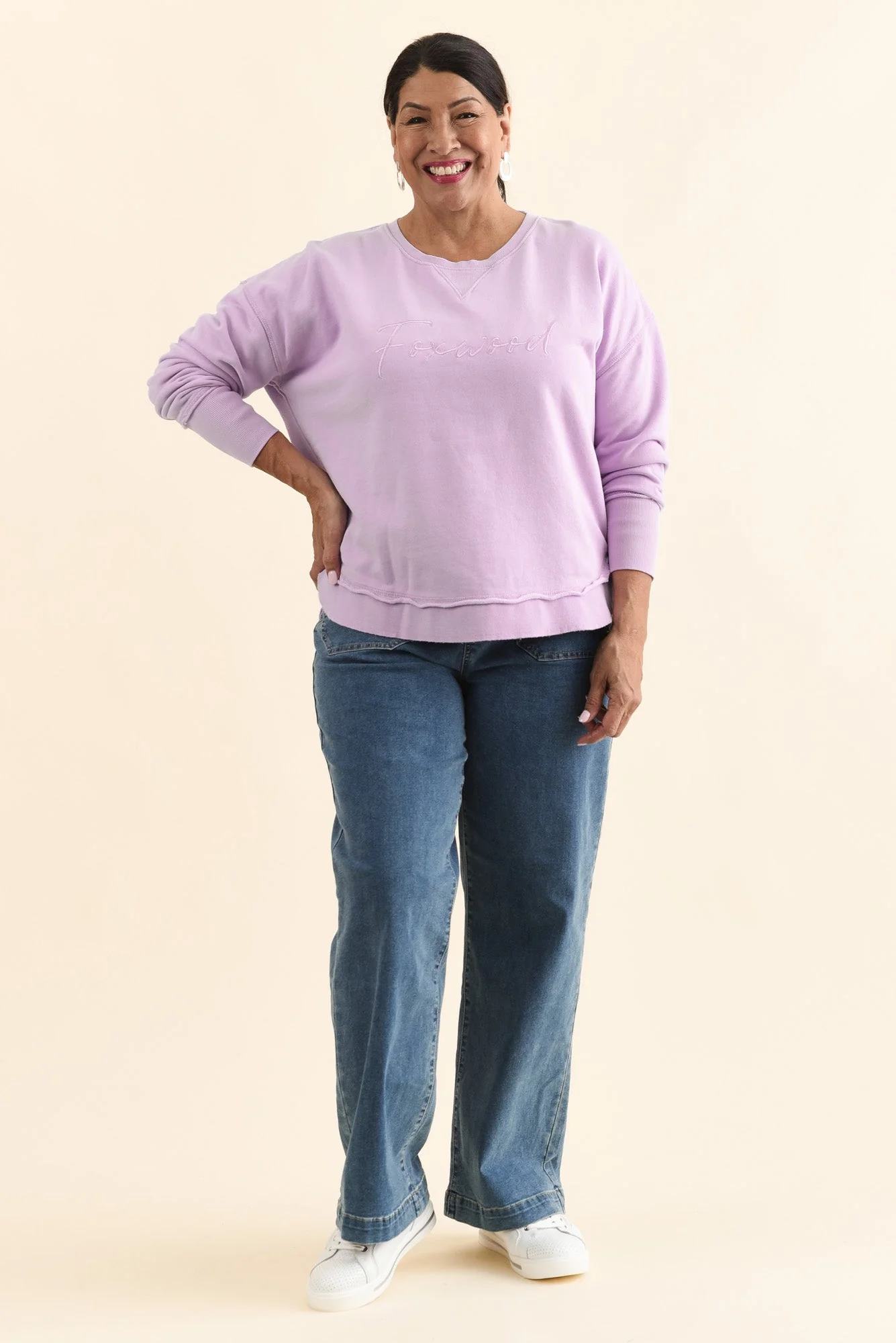 Signature Lilac Cotton Crewneck Sweatshirt - Image 2