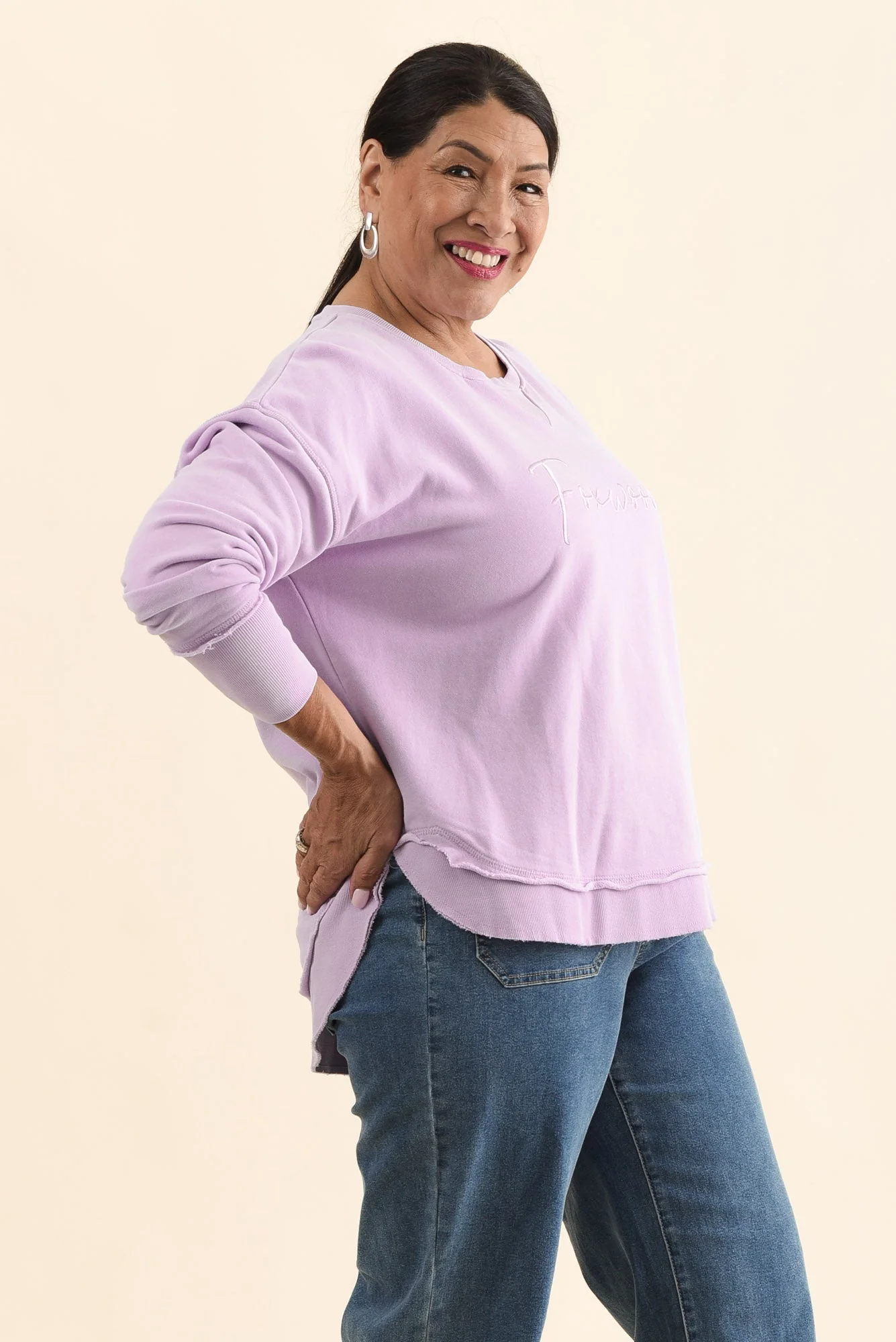 Signature Lilac Cotton Crewneck Sweatshirt - Image 3