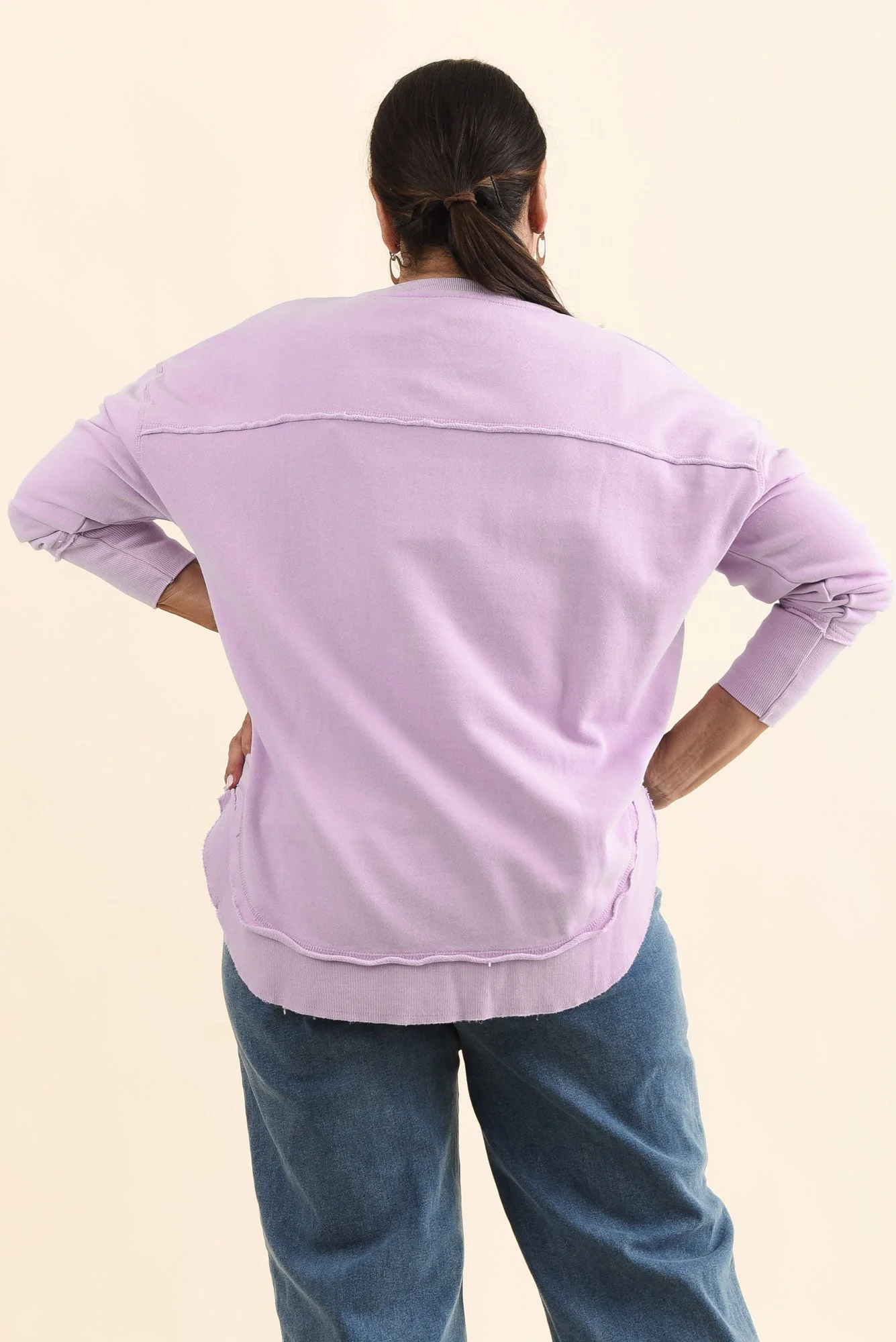 Signature Lilac Cotton Crewneck Sweatshirt - Image 4