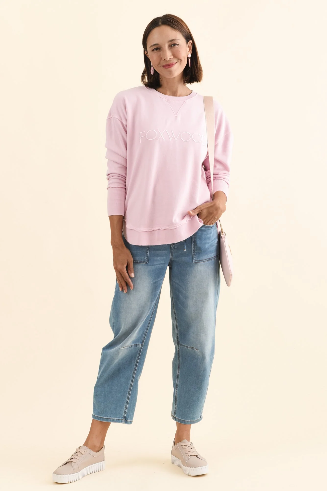 Simplified Blush Cotton Crewneck Sweatshirt - Image 2