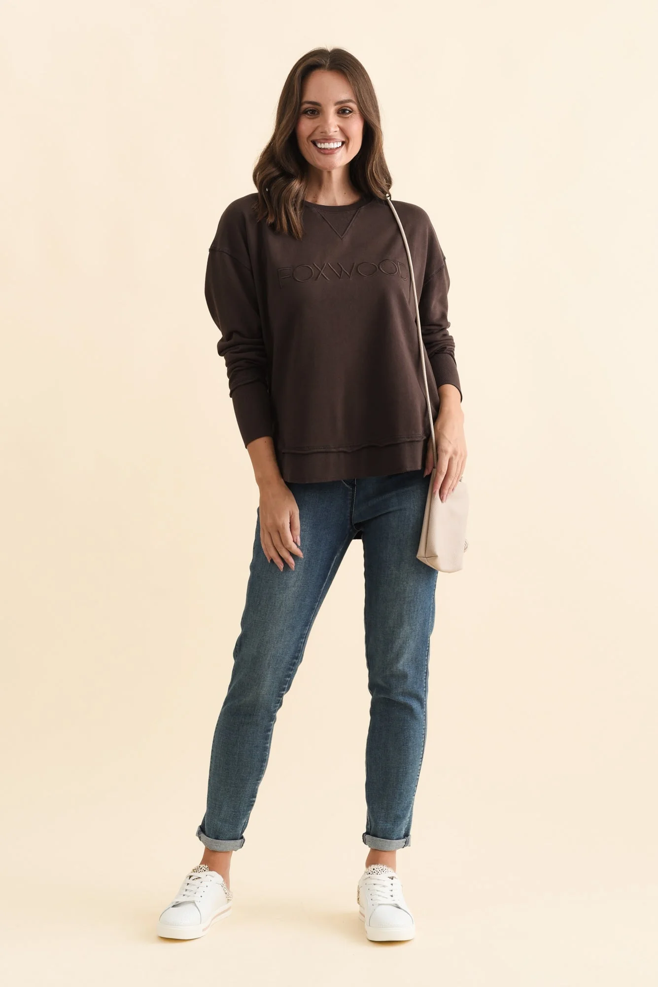 Simplified Chocolate Cotton Crewneck Sweatshirt - Image 3