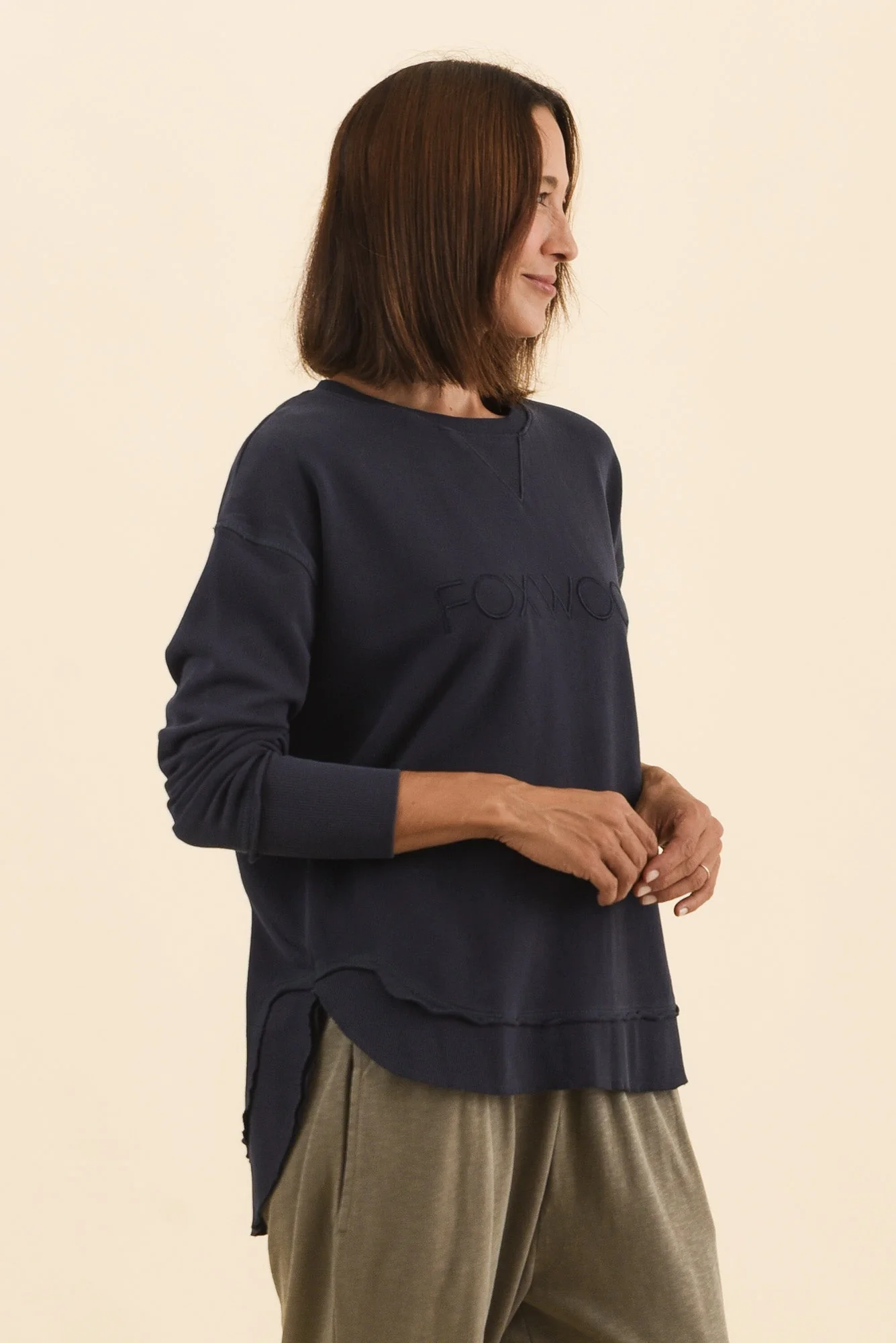Simplified Navy Cotton Crewneck Sweatshirt - Image 3