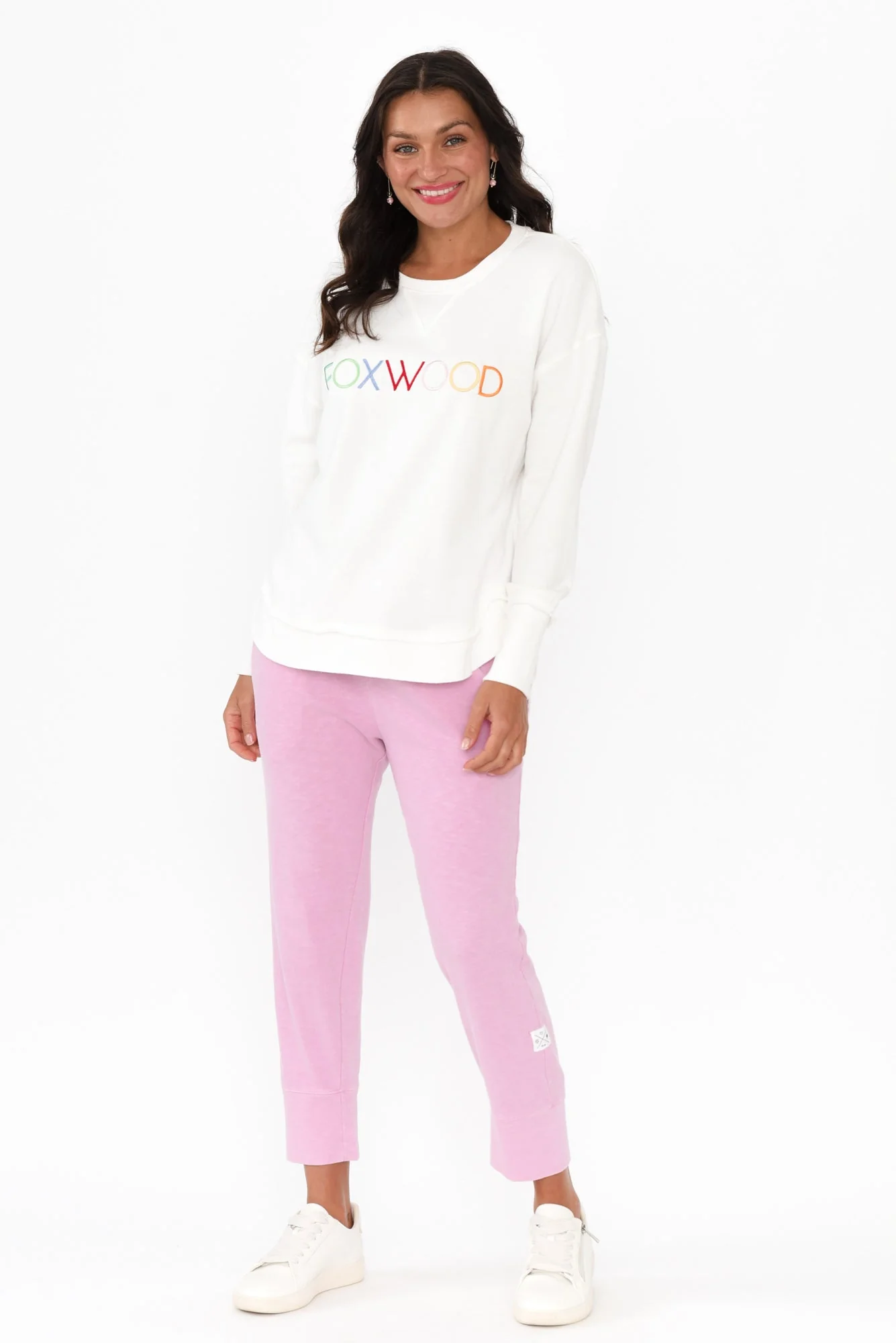 Simplified White Confetti Cotton Crewneck Sweatshirt - Image 3
