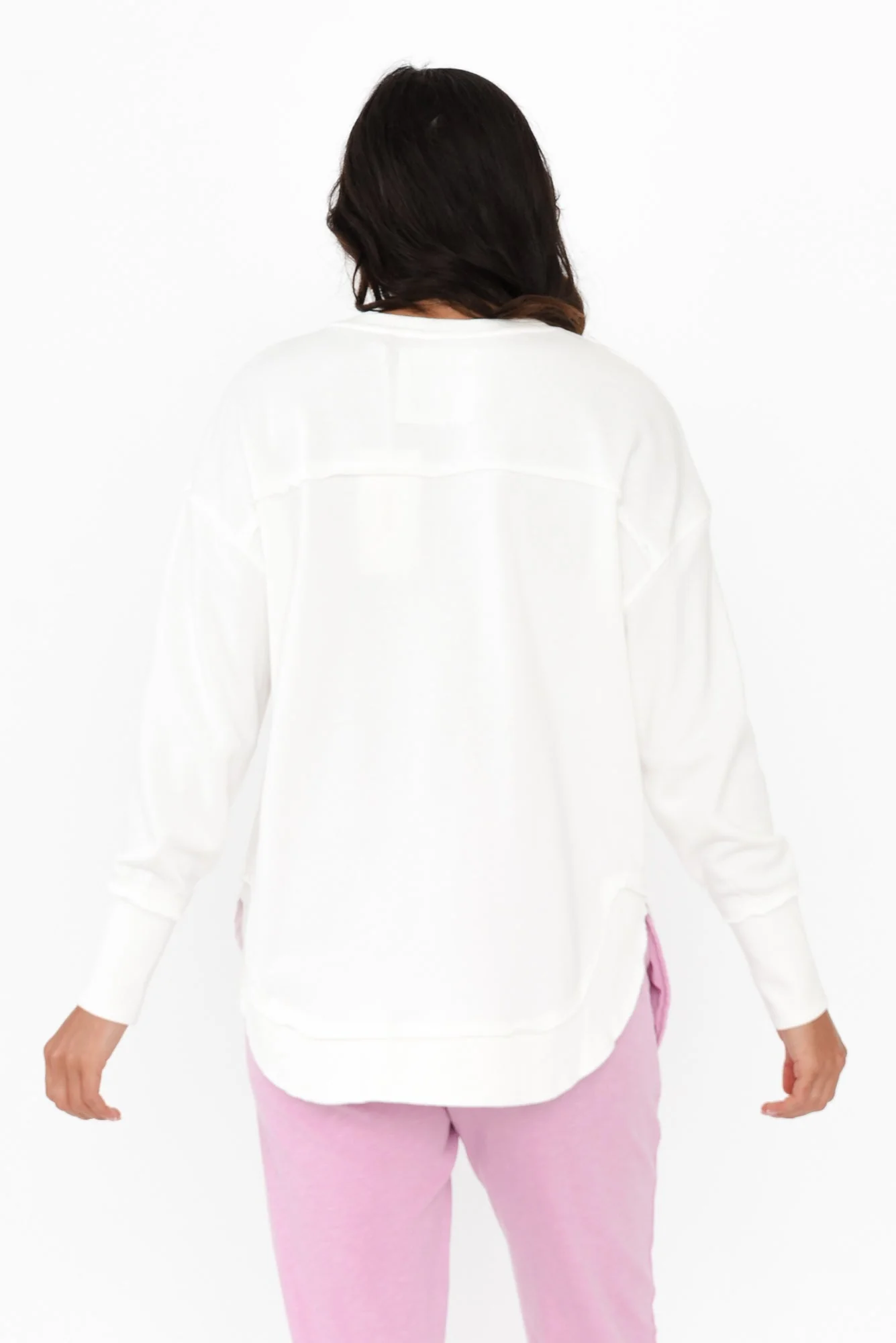 Simplified White Confetti Cotton Crewneck Sweatshirt - Image 5