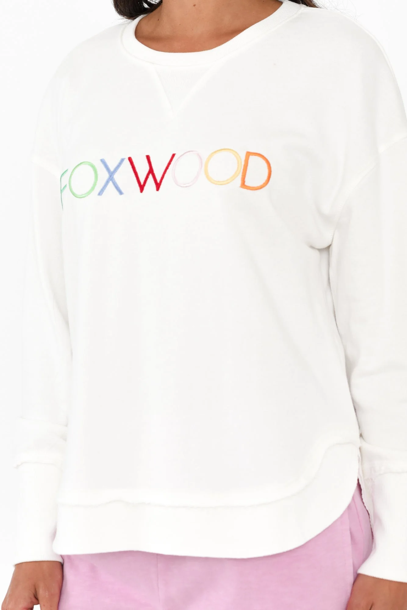 Simplified White Confetti Cotton Crewneck Sweatshirt - Image 6