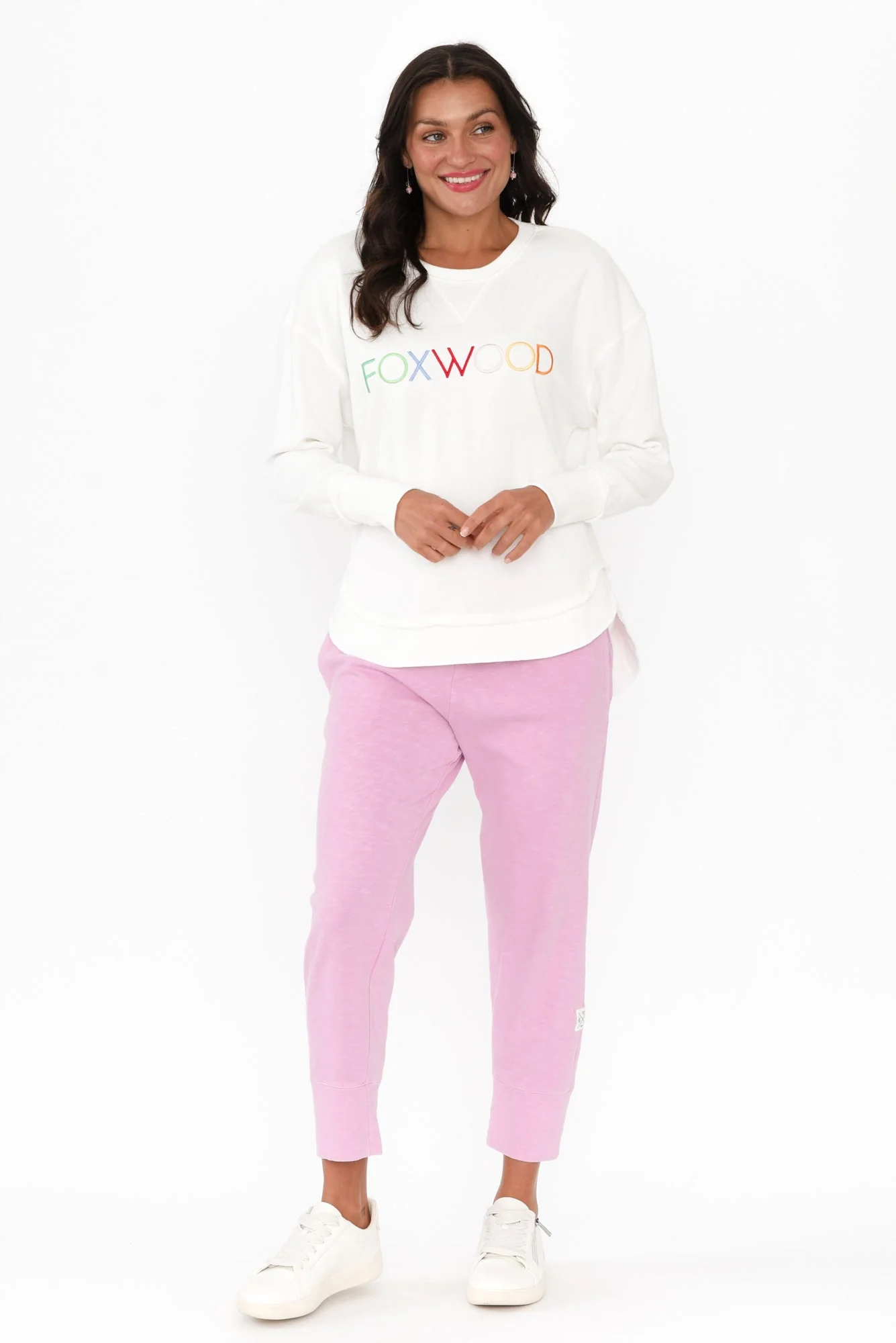 Simplified White Confetti Cotton Crewneck Sweatshirt - Image 7