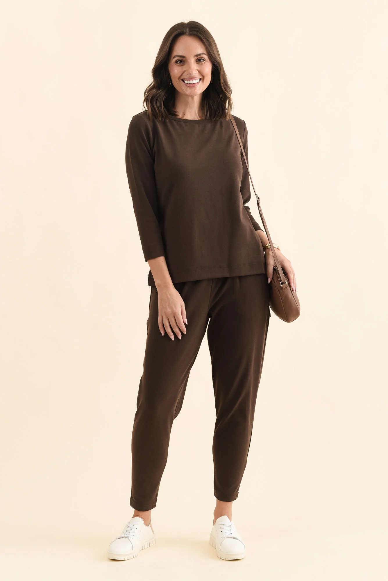 SuedeLuxe Chocolate 3/4 Sleeve Top - Image 3