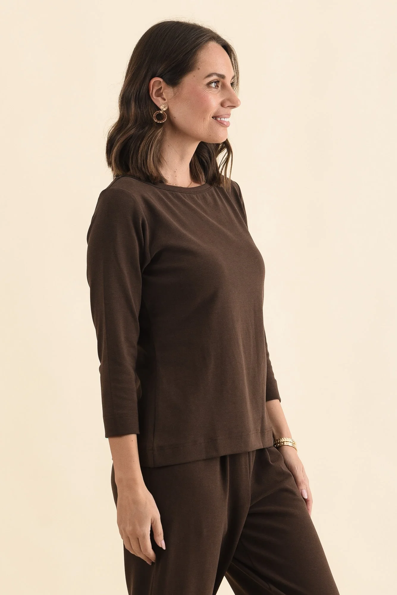 SuedeLuxe Chocolate 3/4 Sleeve Top - Image 4