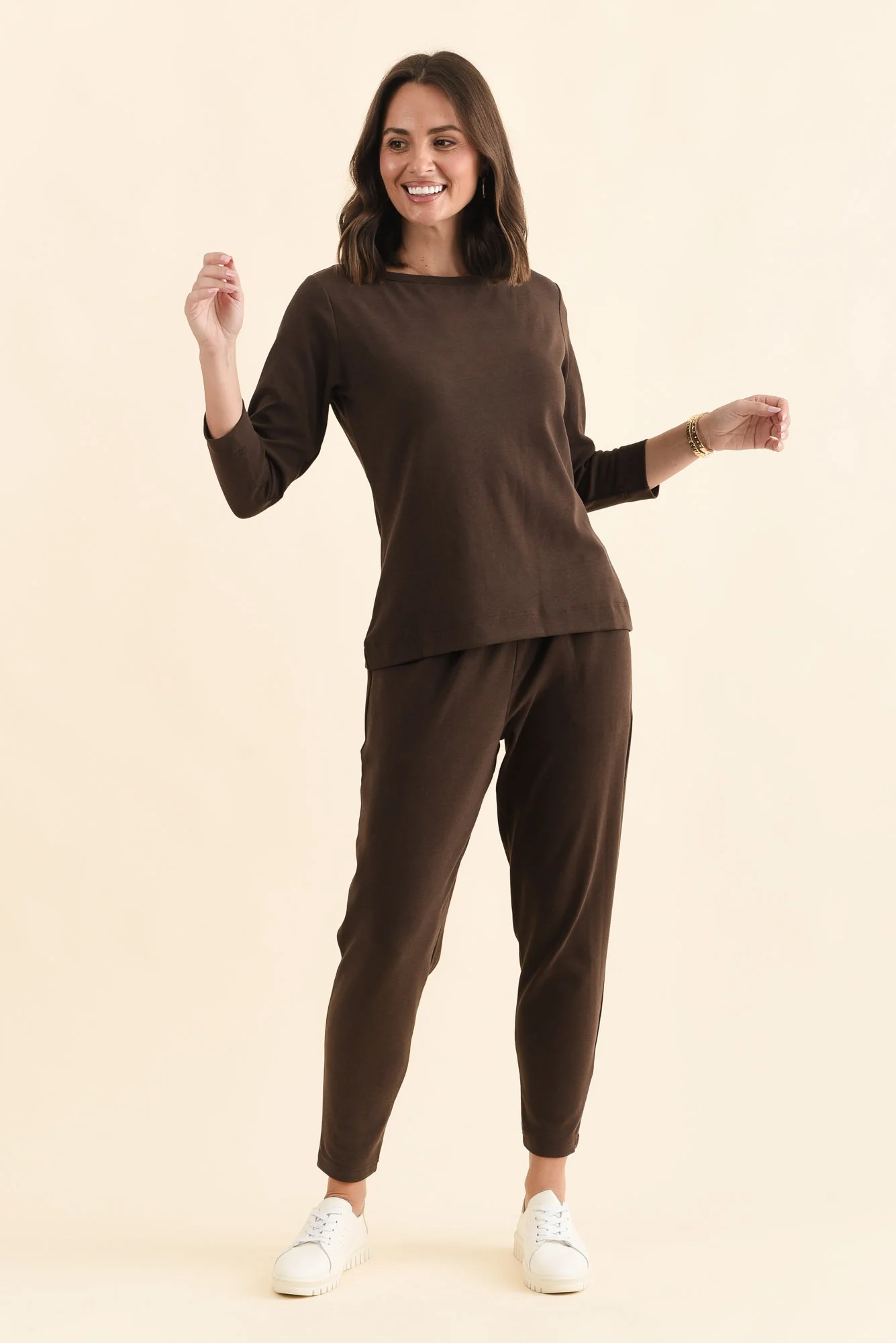 SuedeLuxe Chocolate 3/4 Sleeve Top - Image 7