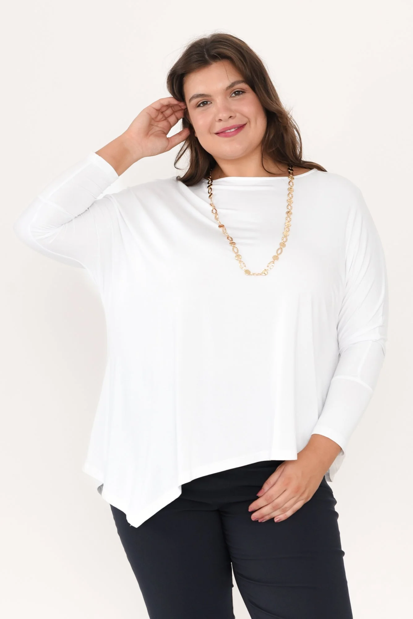 Susie White Asymmetrical Bamboo Top - Image 10