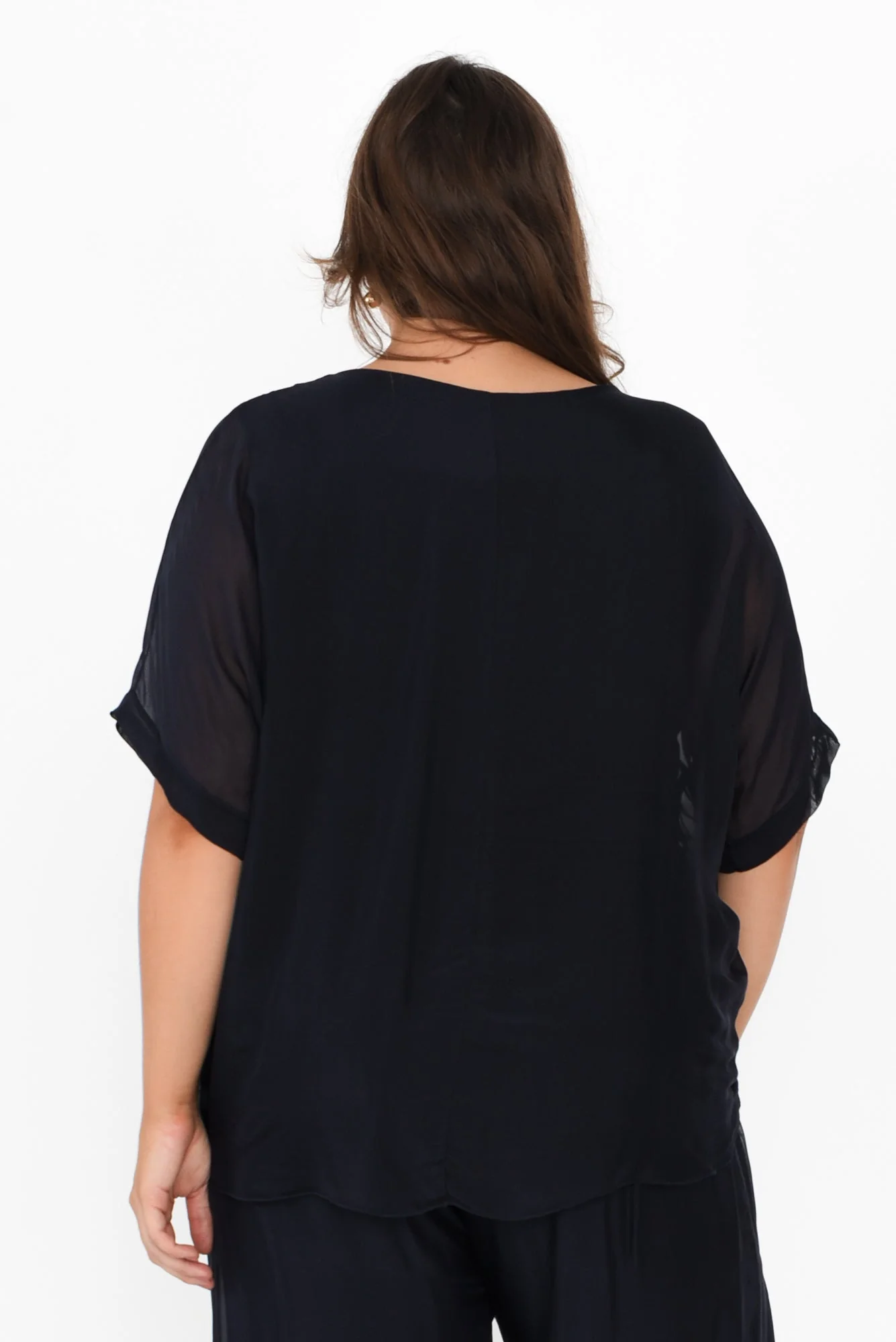 Talia Navy Silk Layer Top - Image 11