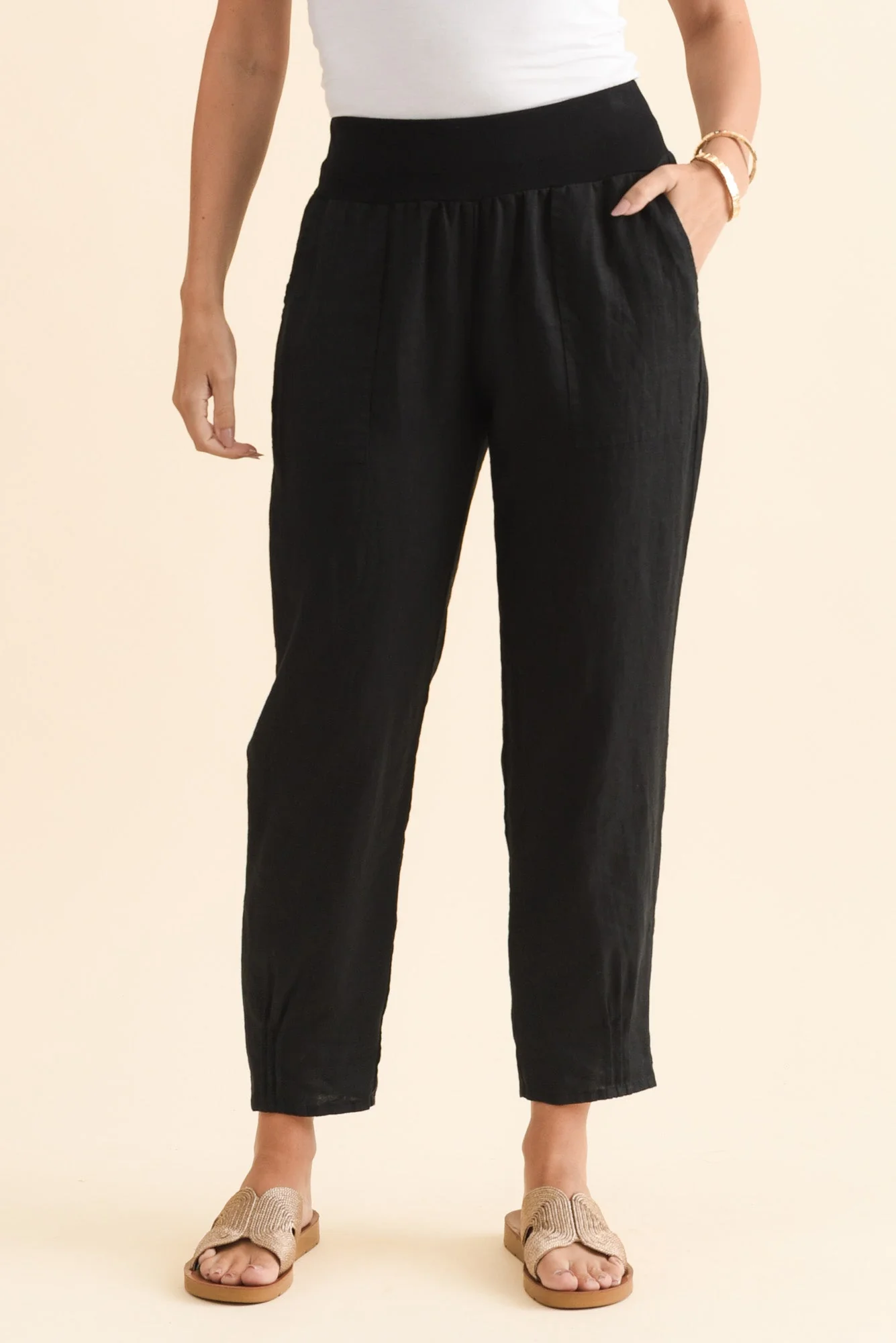 Tatum Black Linen Pants
