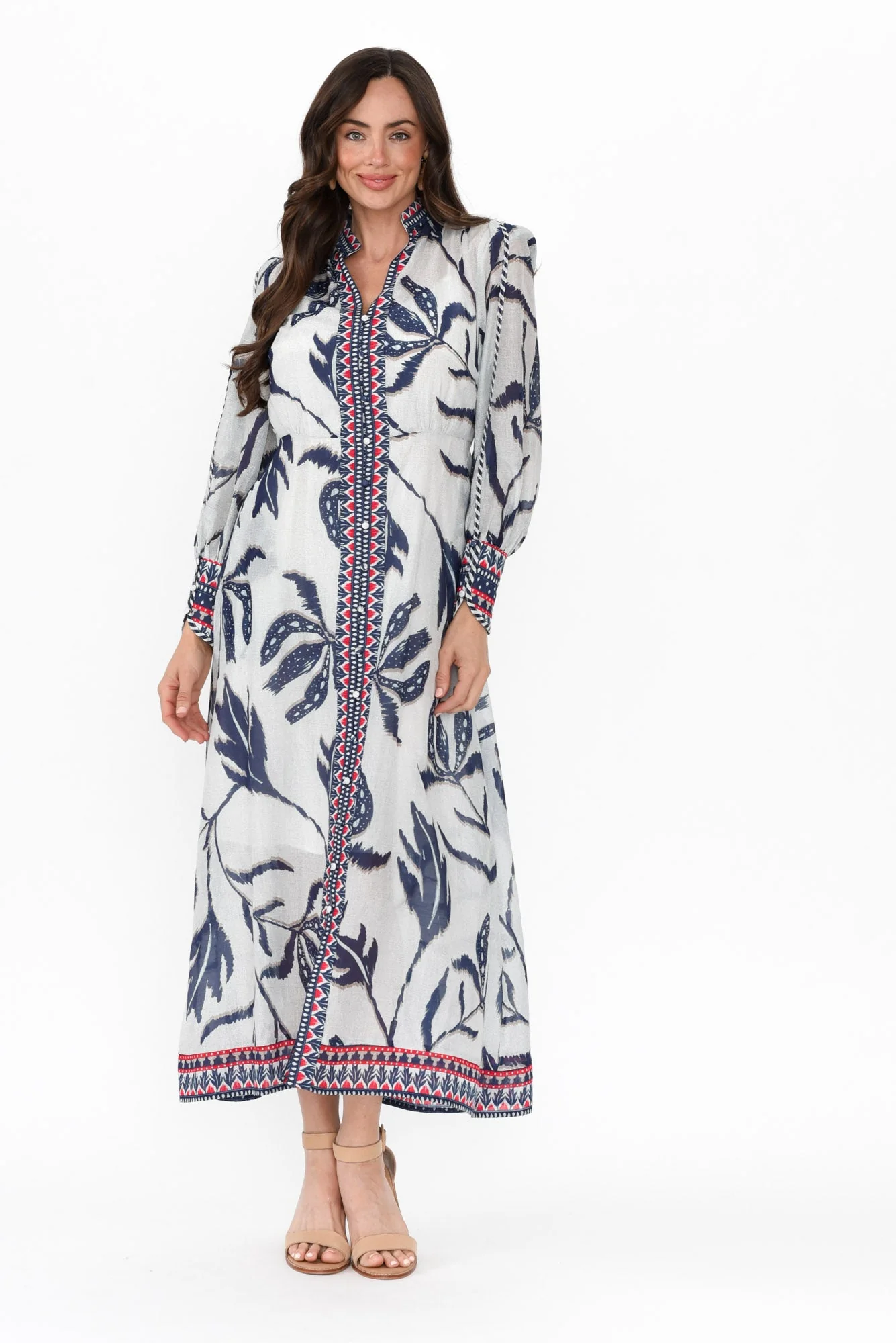 Tierra Palm Shadow Cotton Silk Dress - Image 3