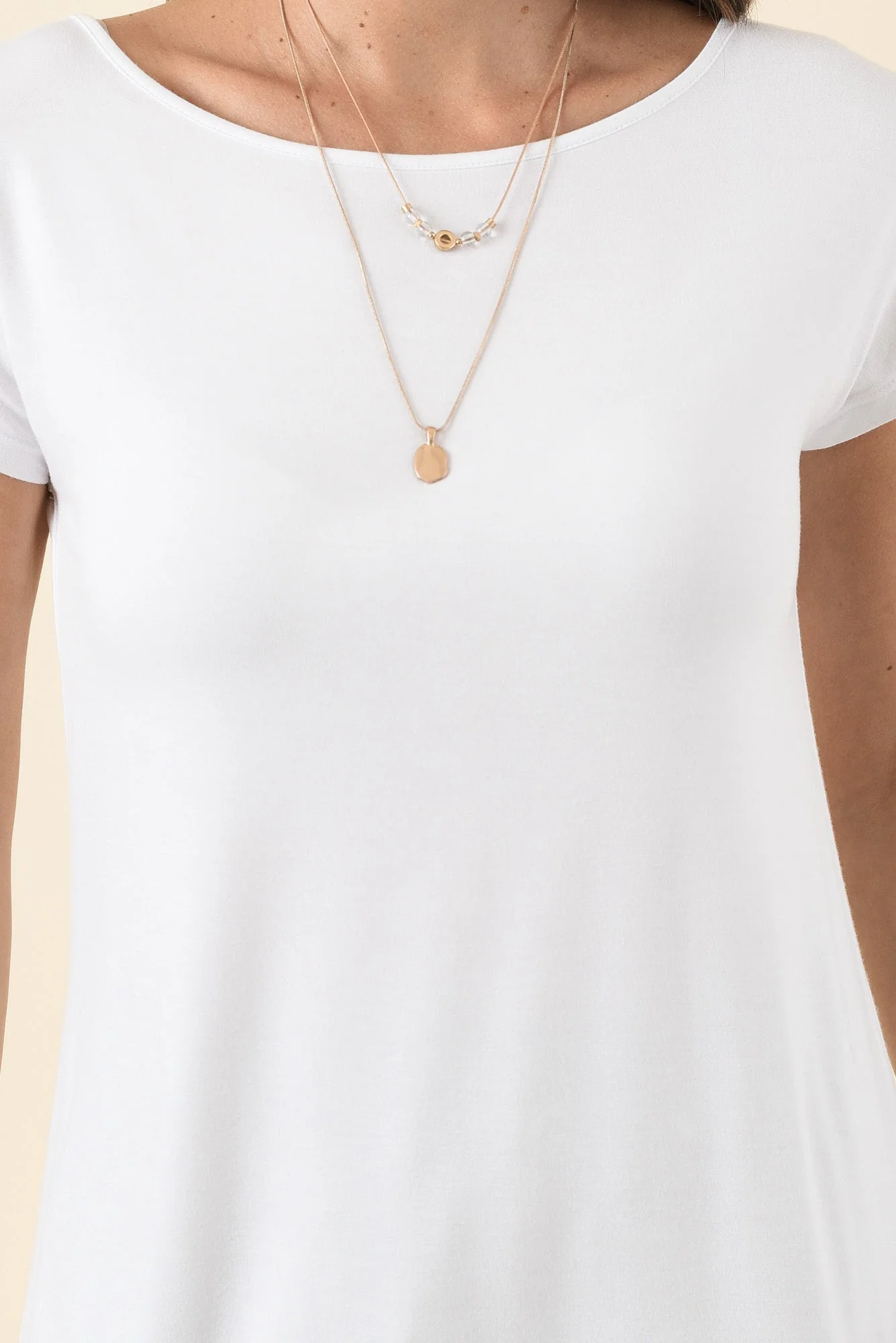 Pia White Bamboo Boatneck Tee - Image 5