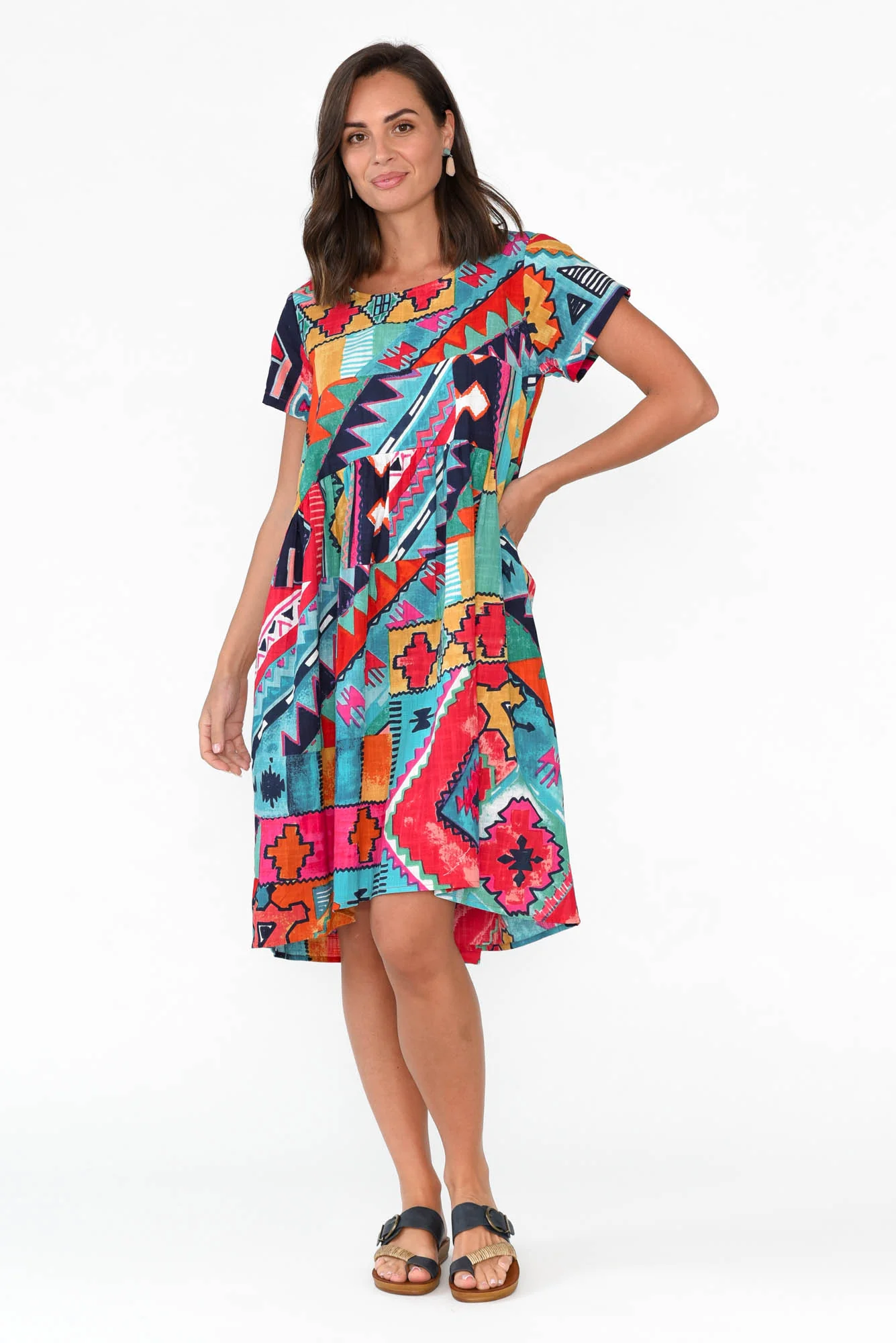 Zio Blue Abstract Organic Cotton Dress - Image 2