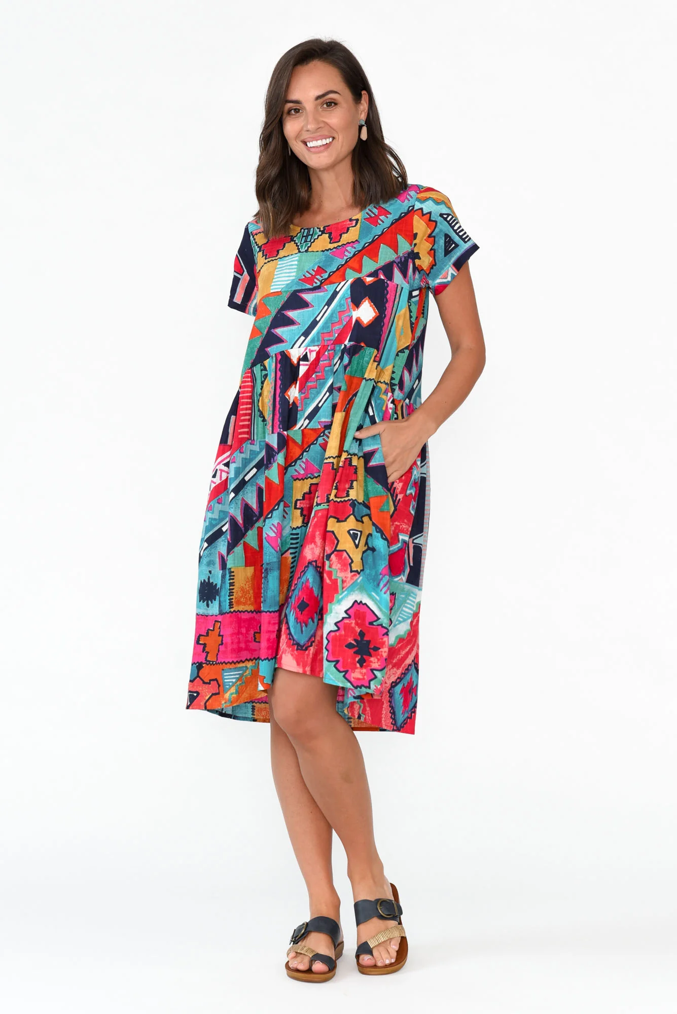 Zio Blue Abstract Organic Cotton Dress - Image 6